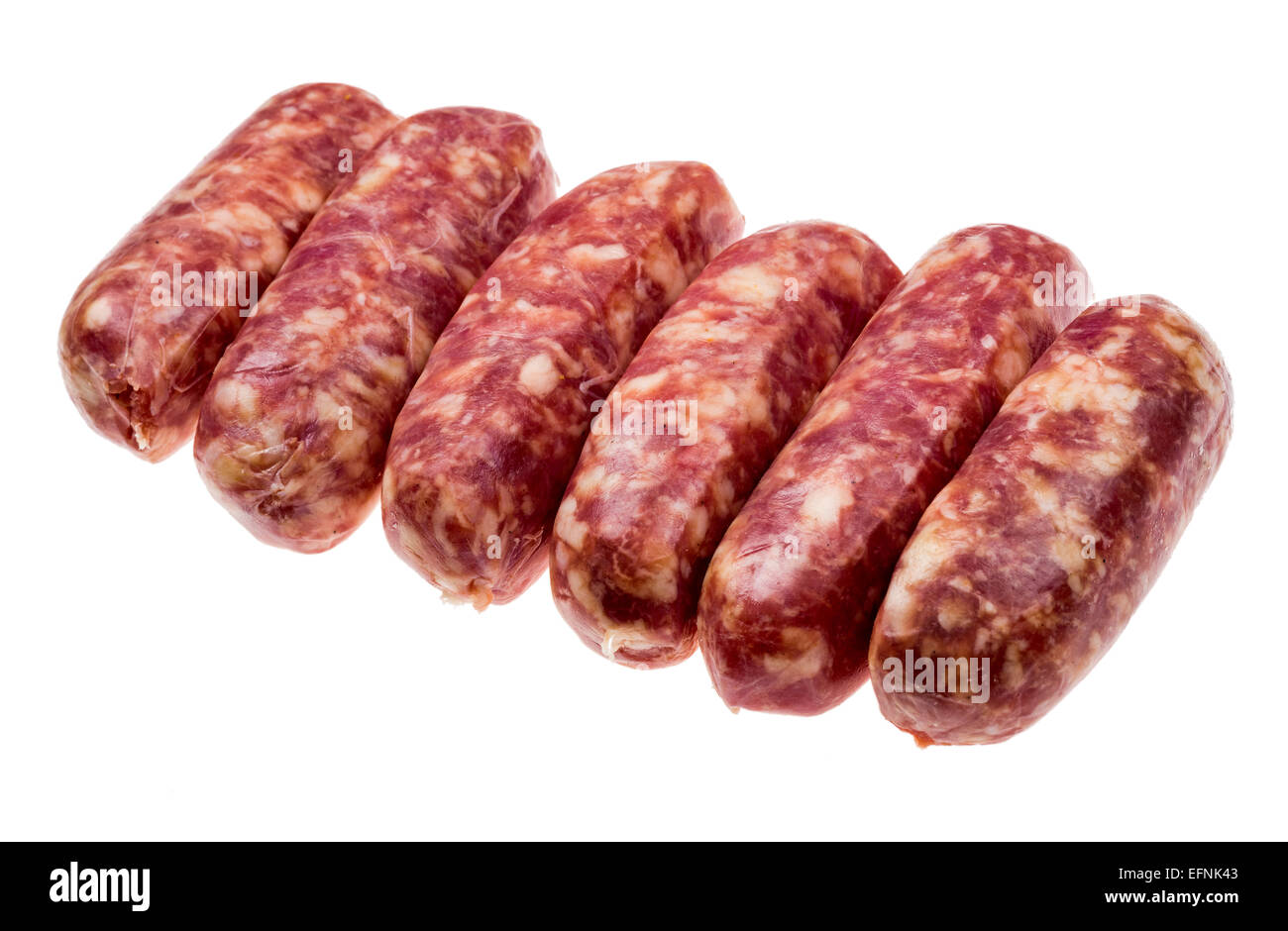 raw italian sausages made of wild boar pig fat, sausage meat FOOD