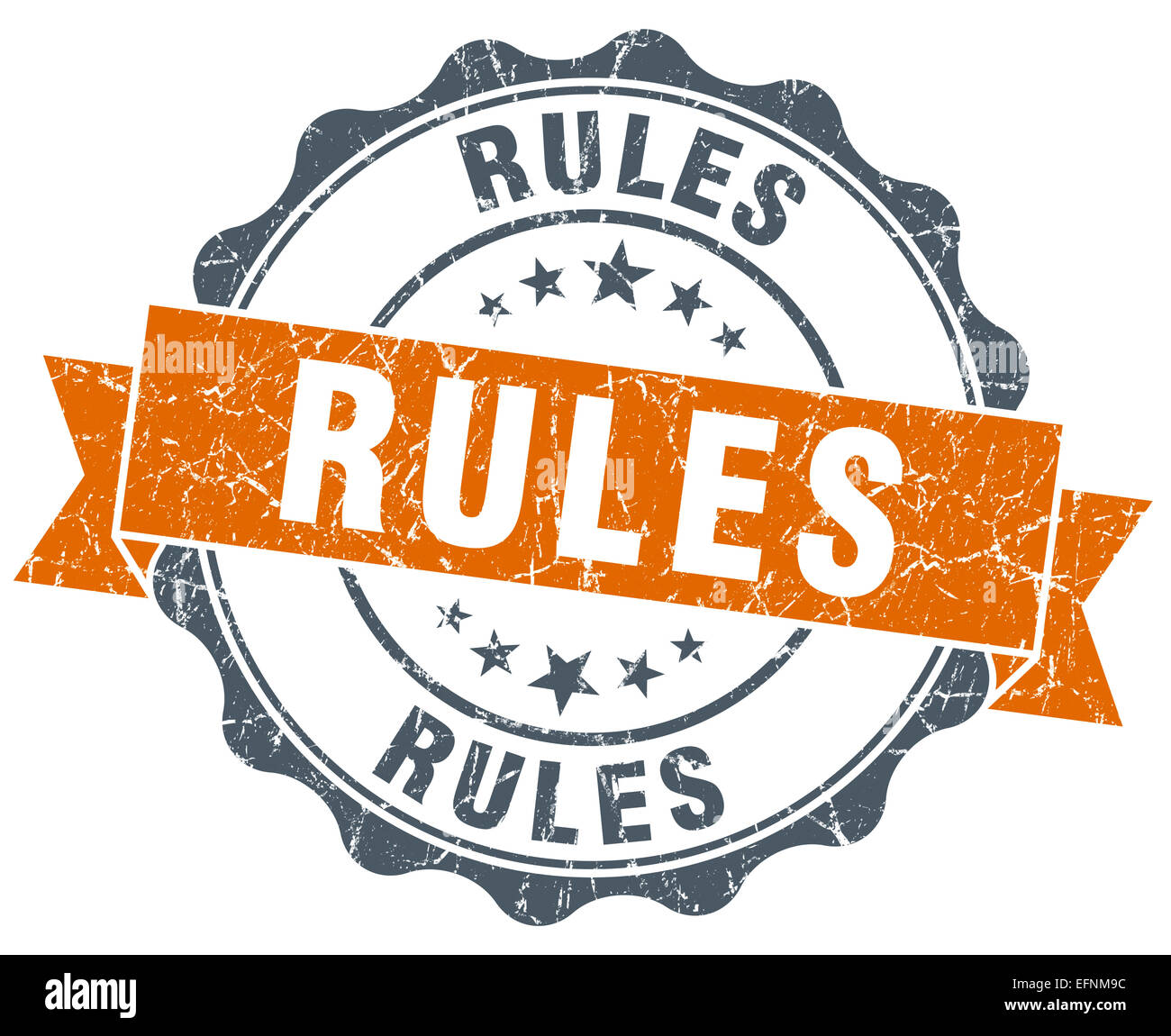 rules vintage orange seal isolated on white Stock Photo - Alamy