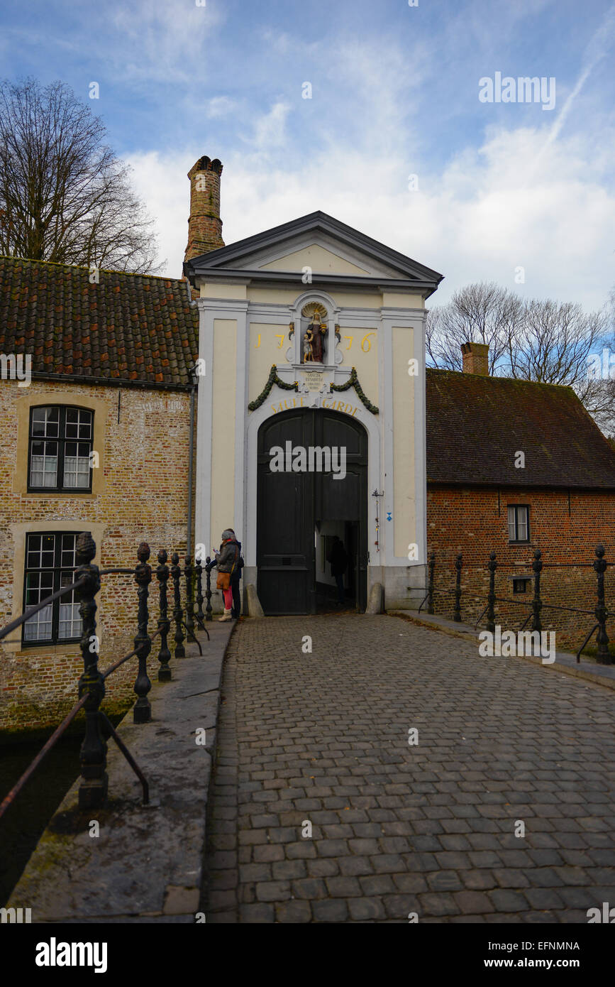Begijnhof Bridge And Door In Brugge, Belgium Stock Photo