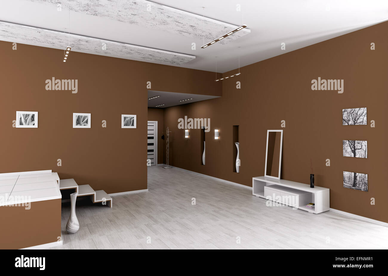 Interior of modern entrance hall 3d render Stock Photo - Alamy