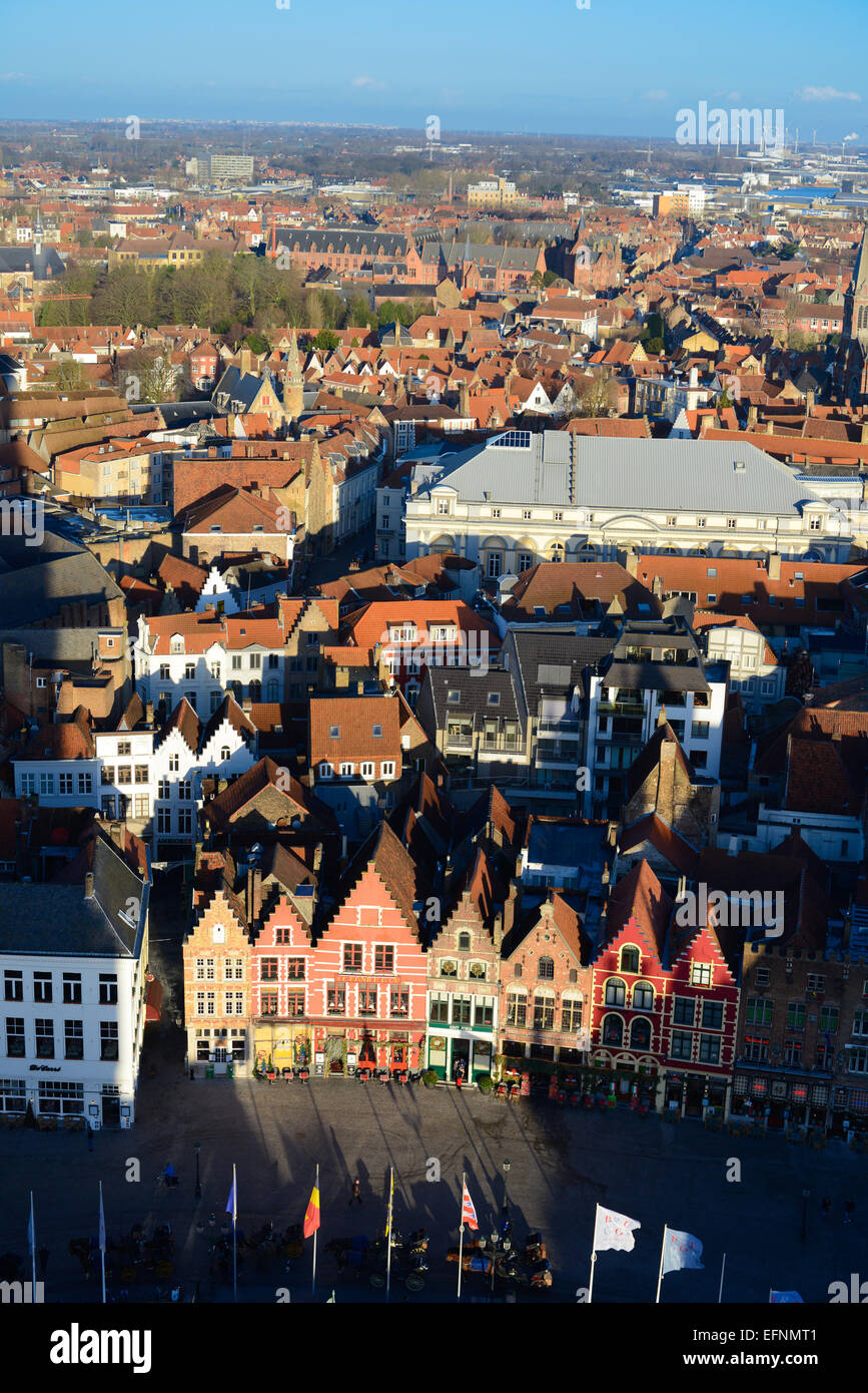 Brugge Panorama From Belfort Tower, Belgium Stock Photo