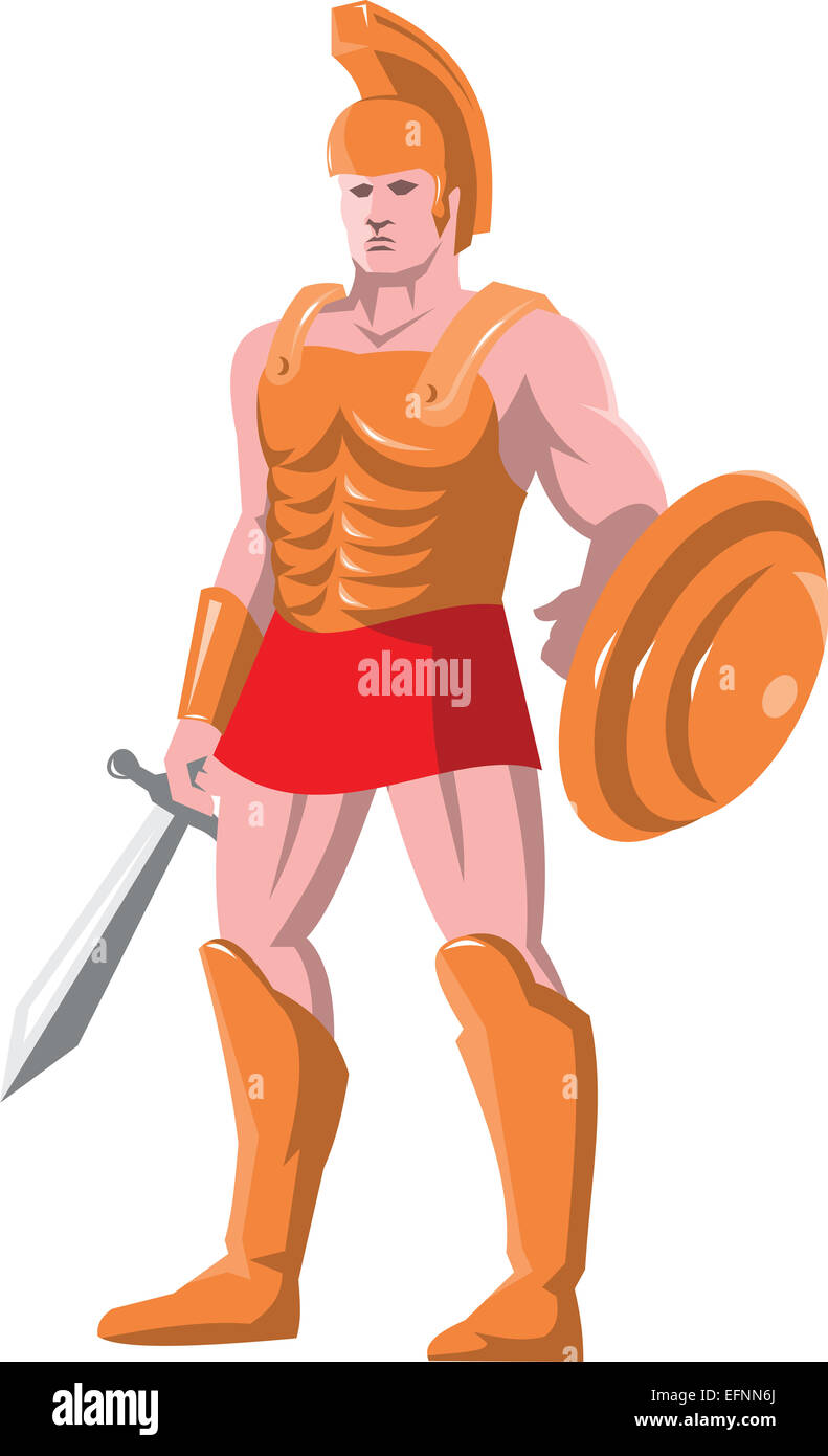 vector illustration of a gladiator roman centurion warrior standing ...