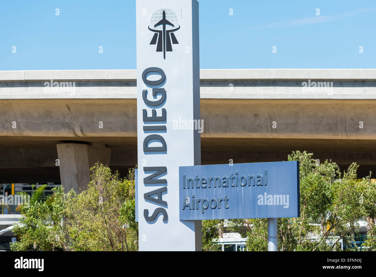San Diego International Airport sign.  San Diego, California, United States. Stock Photo