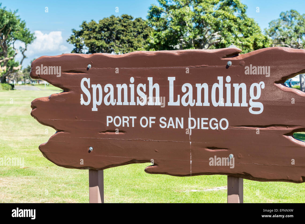 Spanish Landing sign. San Diego, California, United States Stock Photo