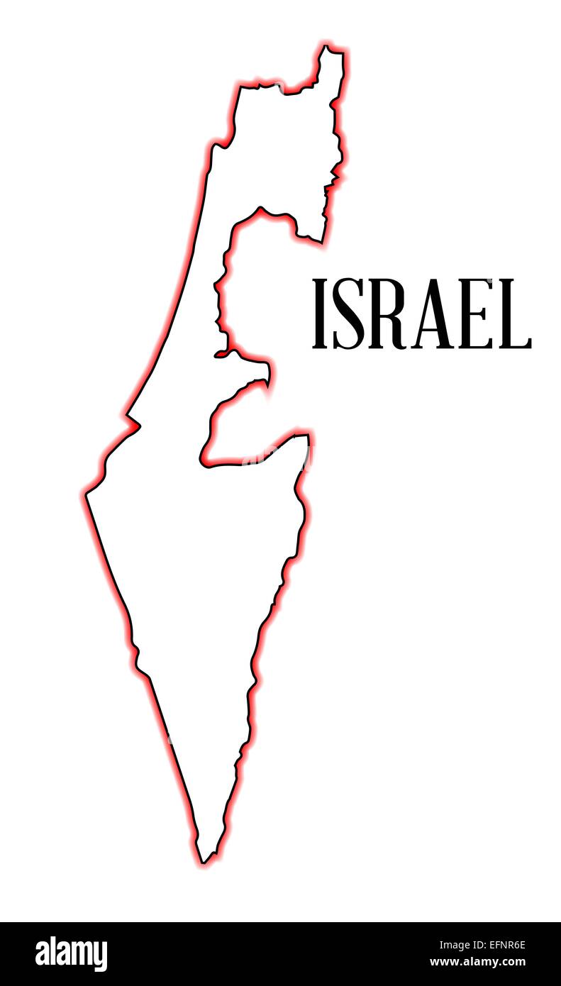 An outline map of israel in red and black Stock Photo - Alamy
