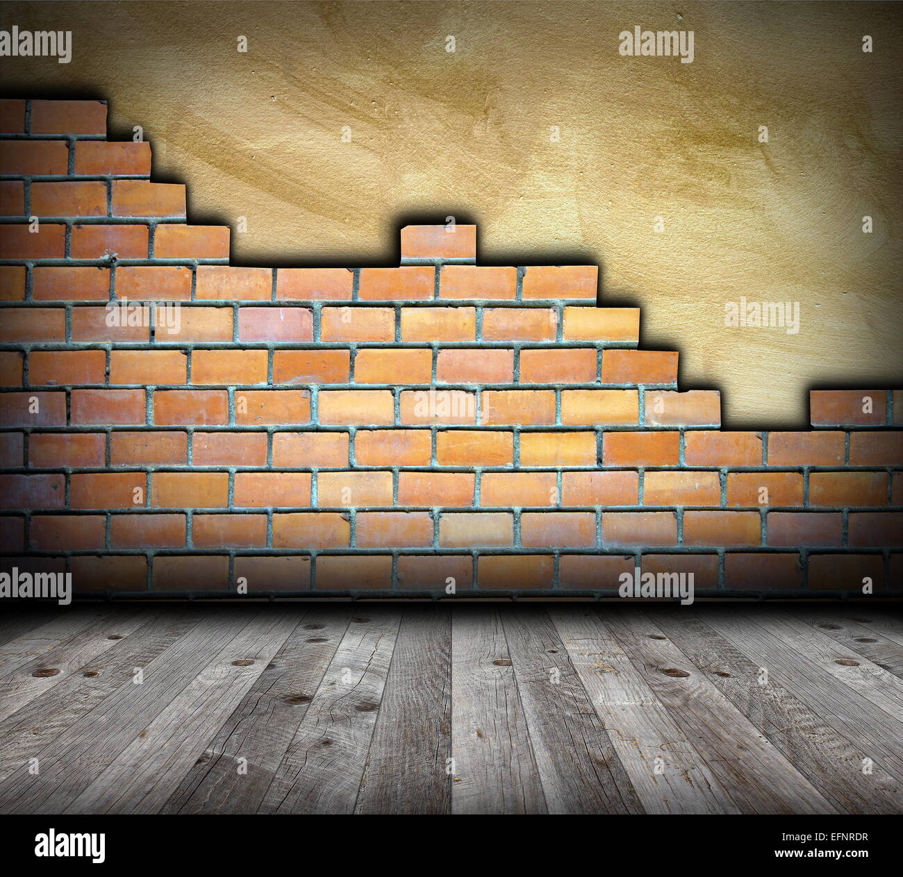 Brick Wall With Cracks Revealing Plaster Interior Backdrop