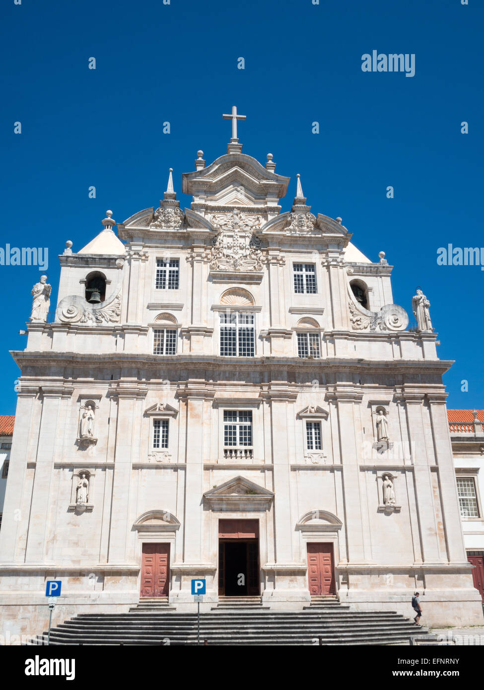Mannerist and Baroque facade of Coimbra New Cathedral Stock Photo