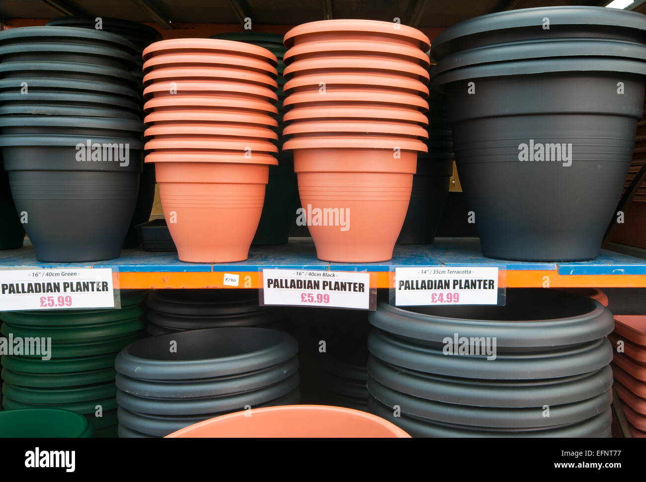 Plastic Flowerpots Palladian Planters Stock Photo