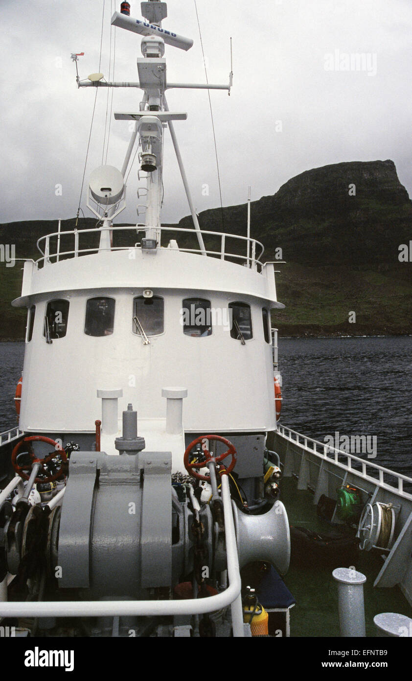 Elizabeth G, our home for a week, scuba diving in and around St Kilda (Hirta) islands. Picture shows the bridge of the vessel. Stock Photo