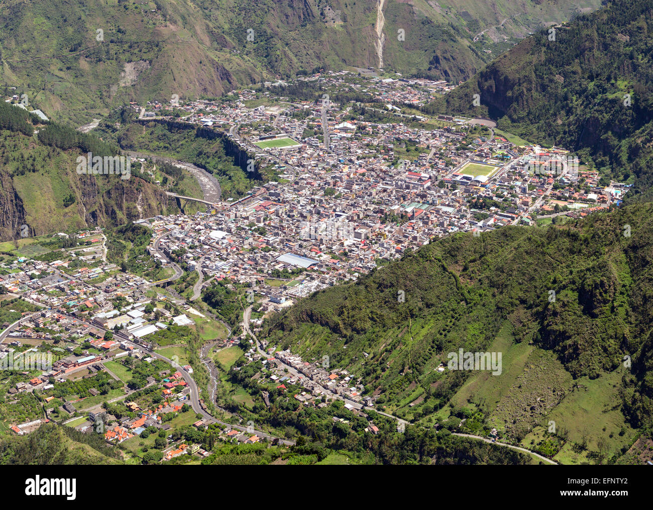 Banos De Agua Santa Tungurahua Province Ecuador Aerial Panorama Stock Photo