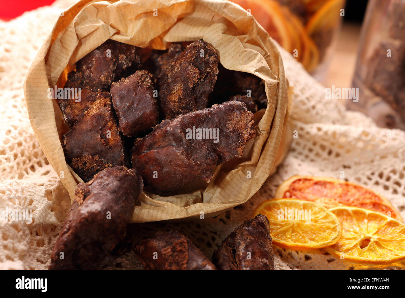 Traditional Polish Christmas gingerbread cookies called slices Stock