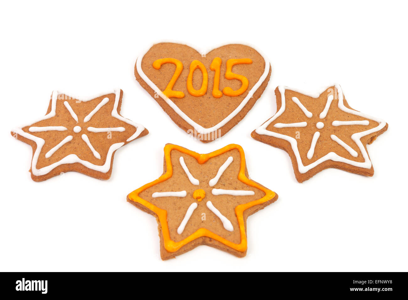 Homemade new year cookies with 2015 number. Isolated on white background Stock Photo