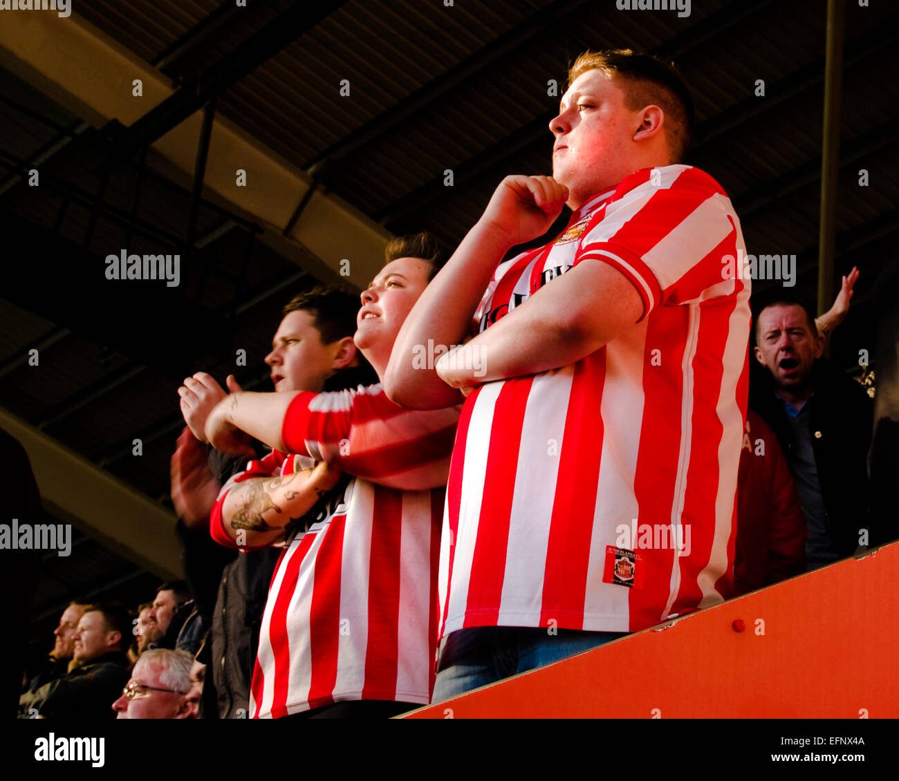 Sunderland fans watch their team in the Barclays Premier League Stock Photo