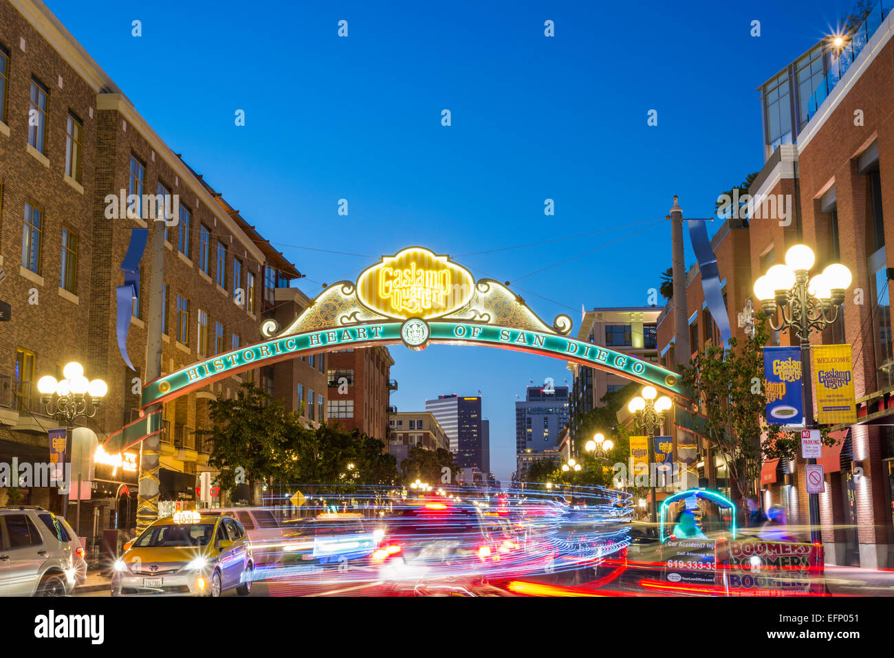 5th Avenue in the Gaslamp Quarter in San Diego - Historic Downtown