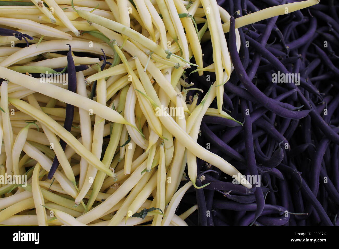 vegetables beans yellow purple healthy Stock Photo