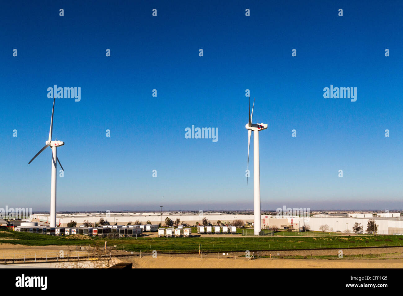 The Safeway distribution center with its own wind generators in the