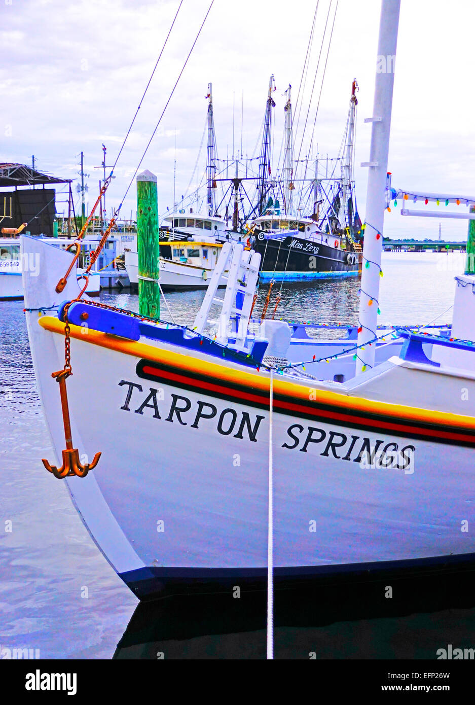 Boats at sponge docks at Tarpon Springs, Florida Stock Photo - Alamy