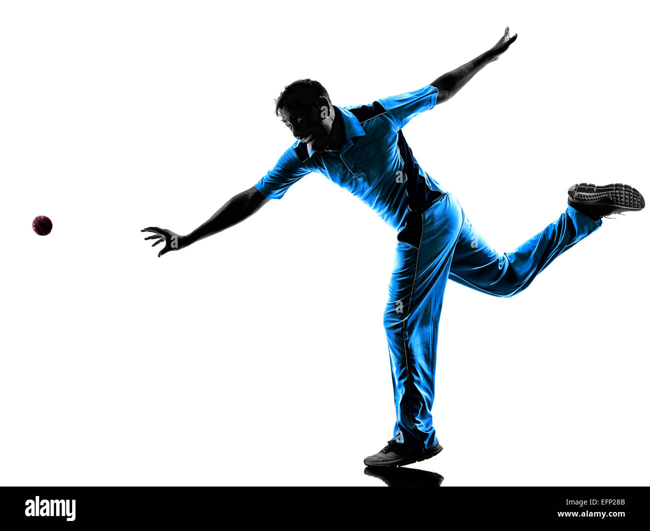 Cricketer Shadow pitcher Cricket player in silhouette shadow on white background Stock ...