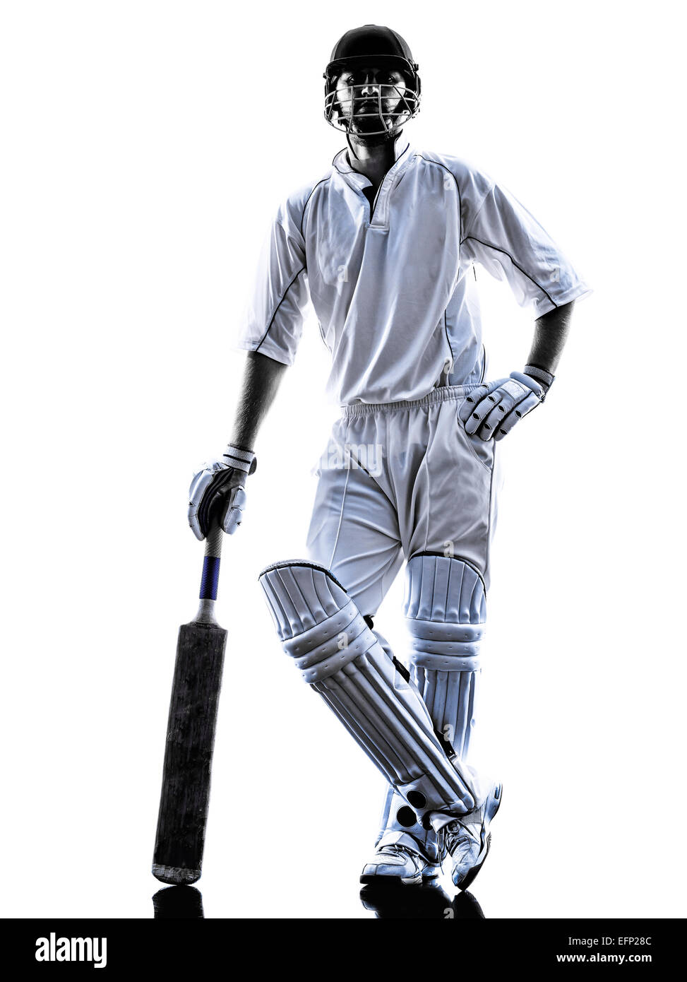 Cricket player batsman in silhouette shadow on white background Stock Photo Alamy