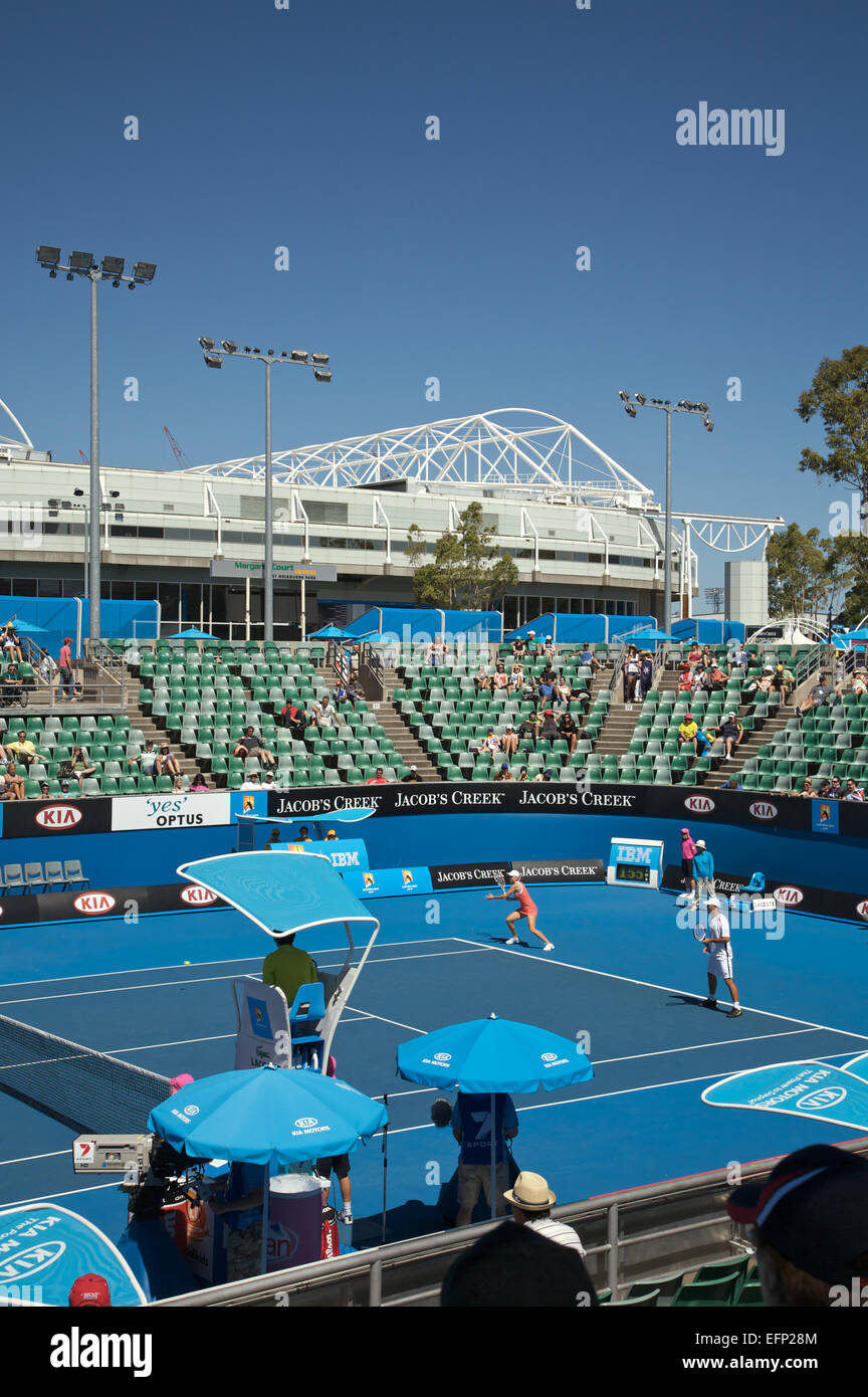 Australian Open Tennis Tournament, Rod Court Arena in the background. Melbourne Stock Photo
