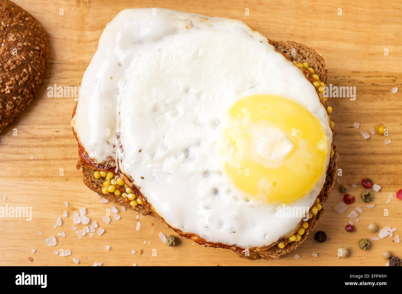 Sandwich with fried eggs for breakfast Stock Photo