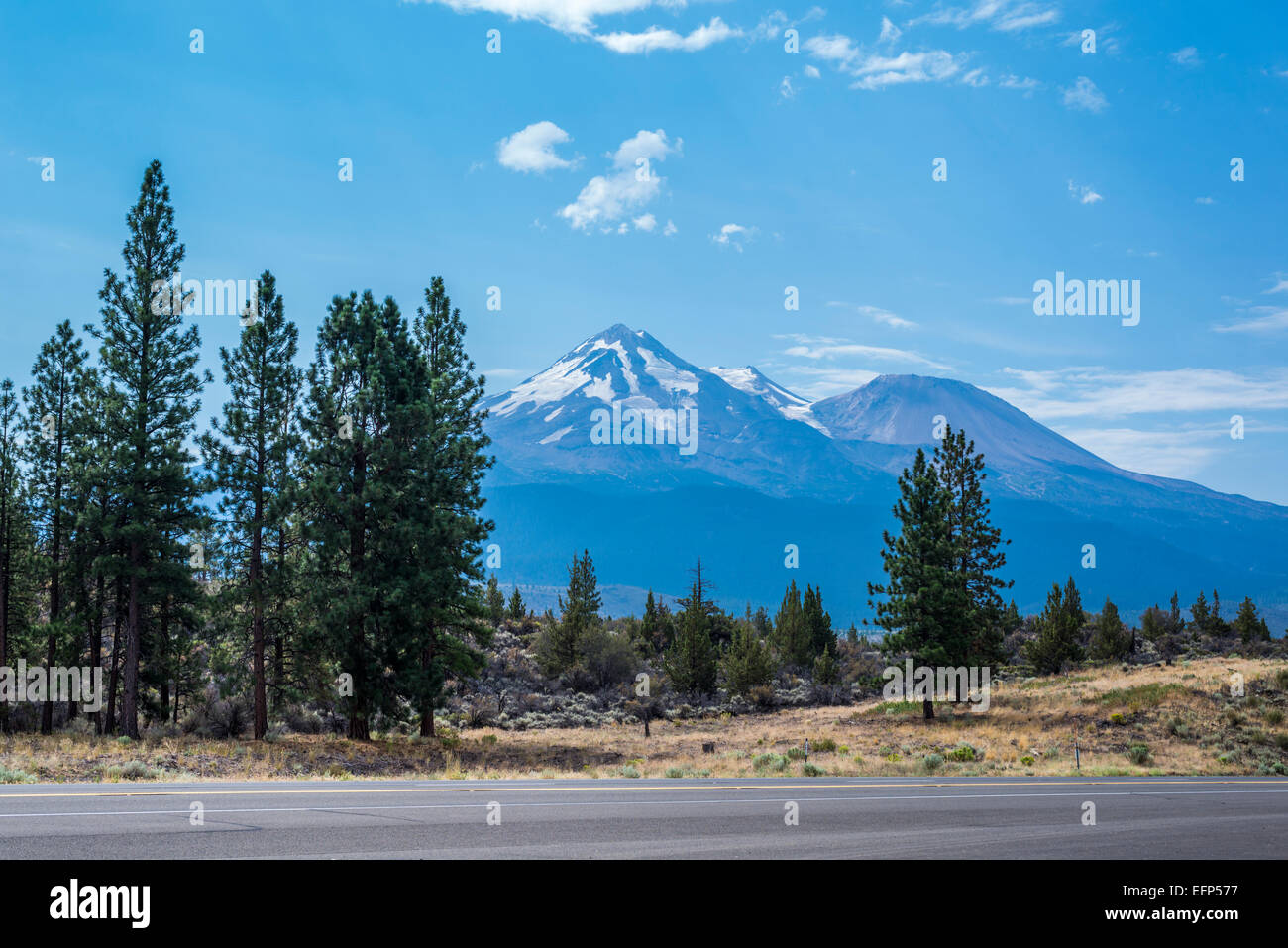 View of Mount Shasta. Siskiyou County, California, United States. Stock Photo