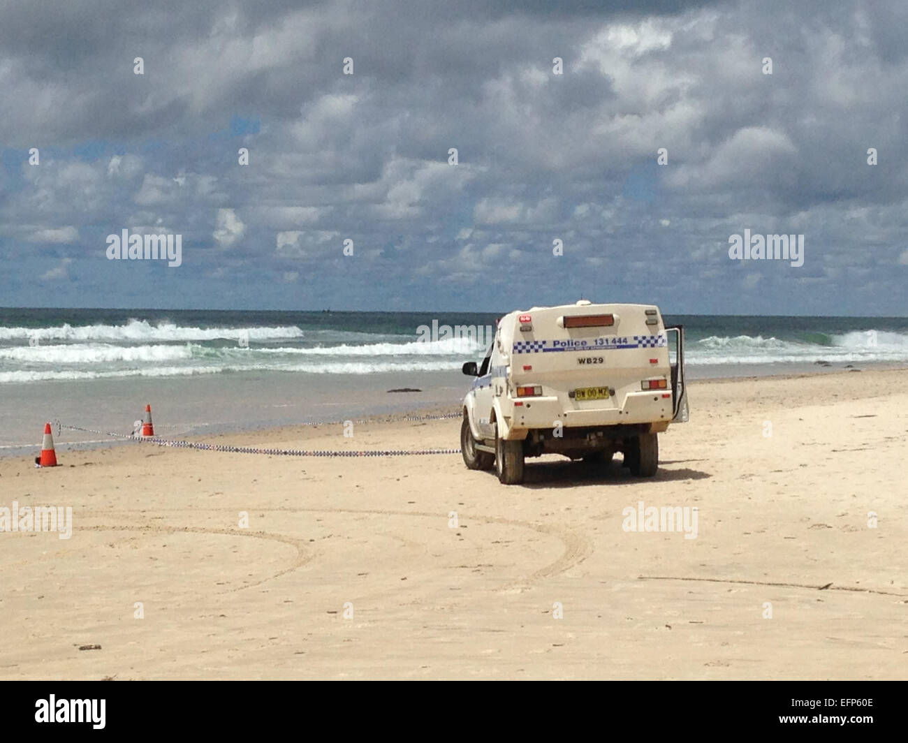 Shelly Beach, Ballina, NSW, Australia. 9th February, 2015. A man has died following a shark attack at Shelly Beach, Ballina, NSW. It is reported the 'large' shark attacked from behind and bite off both the mans legs. The attack occured at approx 945am local time. Ballina is located 30km South of Byron Bay on the far north coast of NSW. Beaches in the area have been closed. Credit:  Ben Wyeth/Alamy Live News Stock Photo