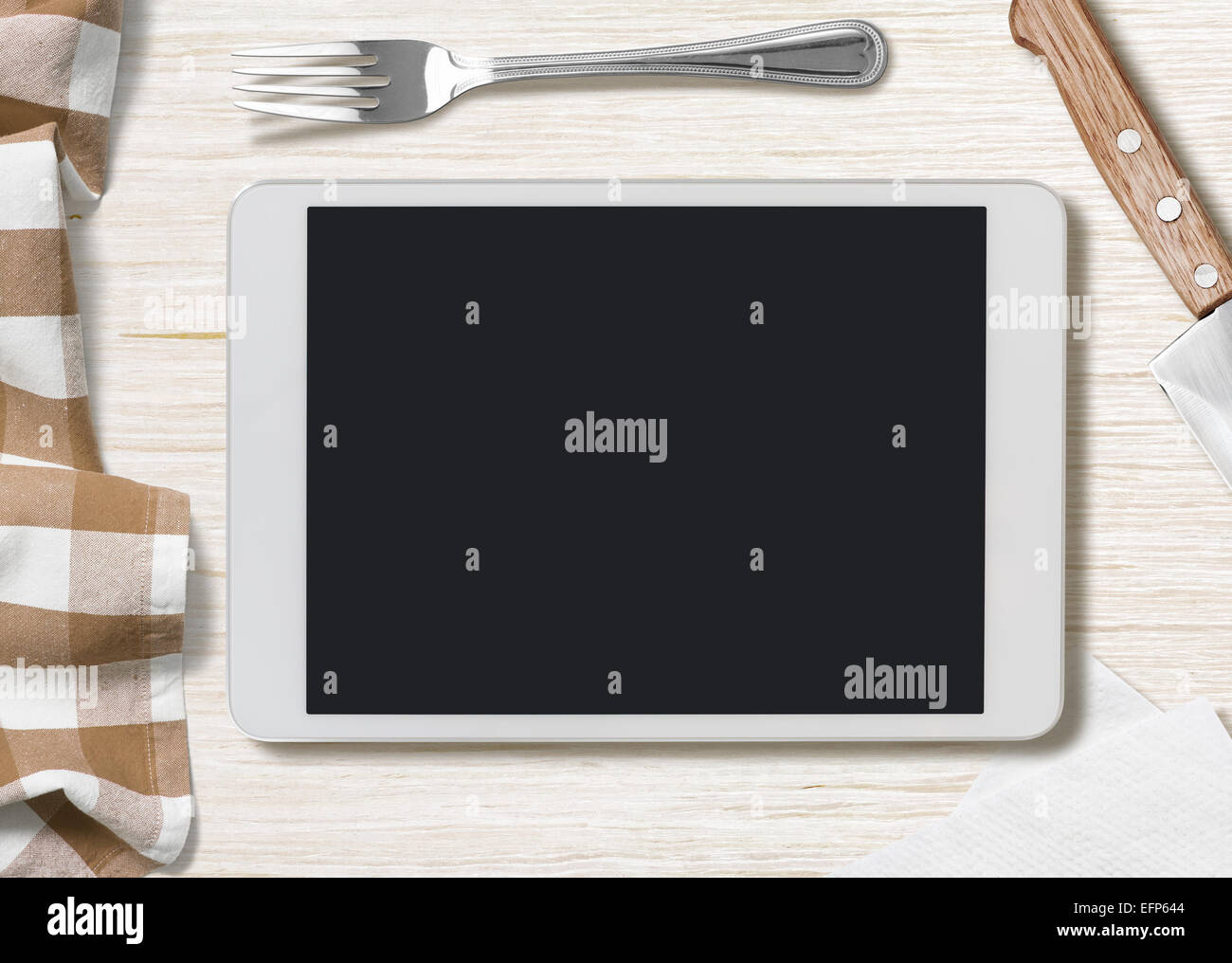blank cooking recipe notes on tablet pc Stock Photo