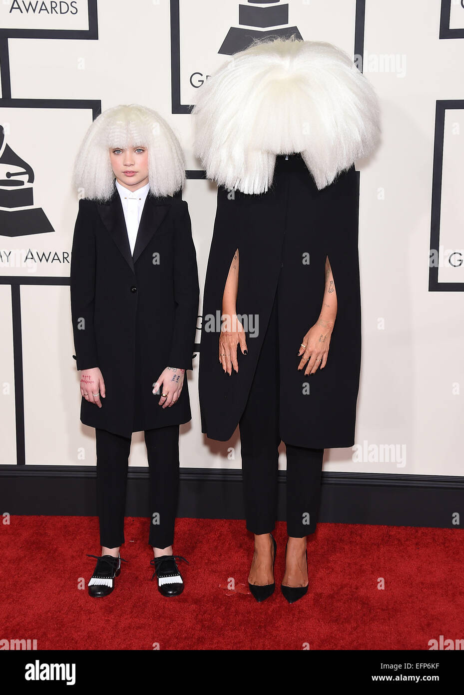 Los Angeles, California, USA. 8th Feb, 2015. Sia & Maddie arrives for