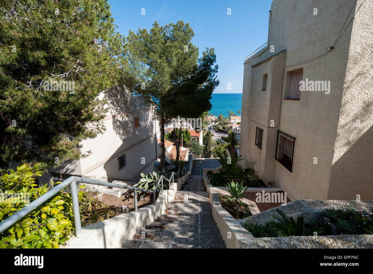Staircase in a street of Santa Pola town. It is a coastal town located in the comarca of Baix Vinalopo, in the Valencian Communi Stock Photo