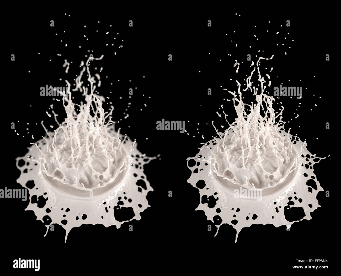 Splash - liquid splash (milk) - with and without Depth of Field effect Stock Photo