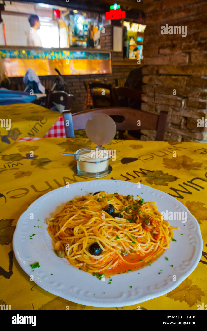 Seafood sgaghetti, C'era una volta restaurant, centro storico, Pesaro, Marche region, Italy Stock Photo