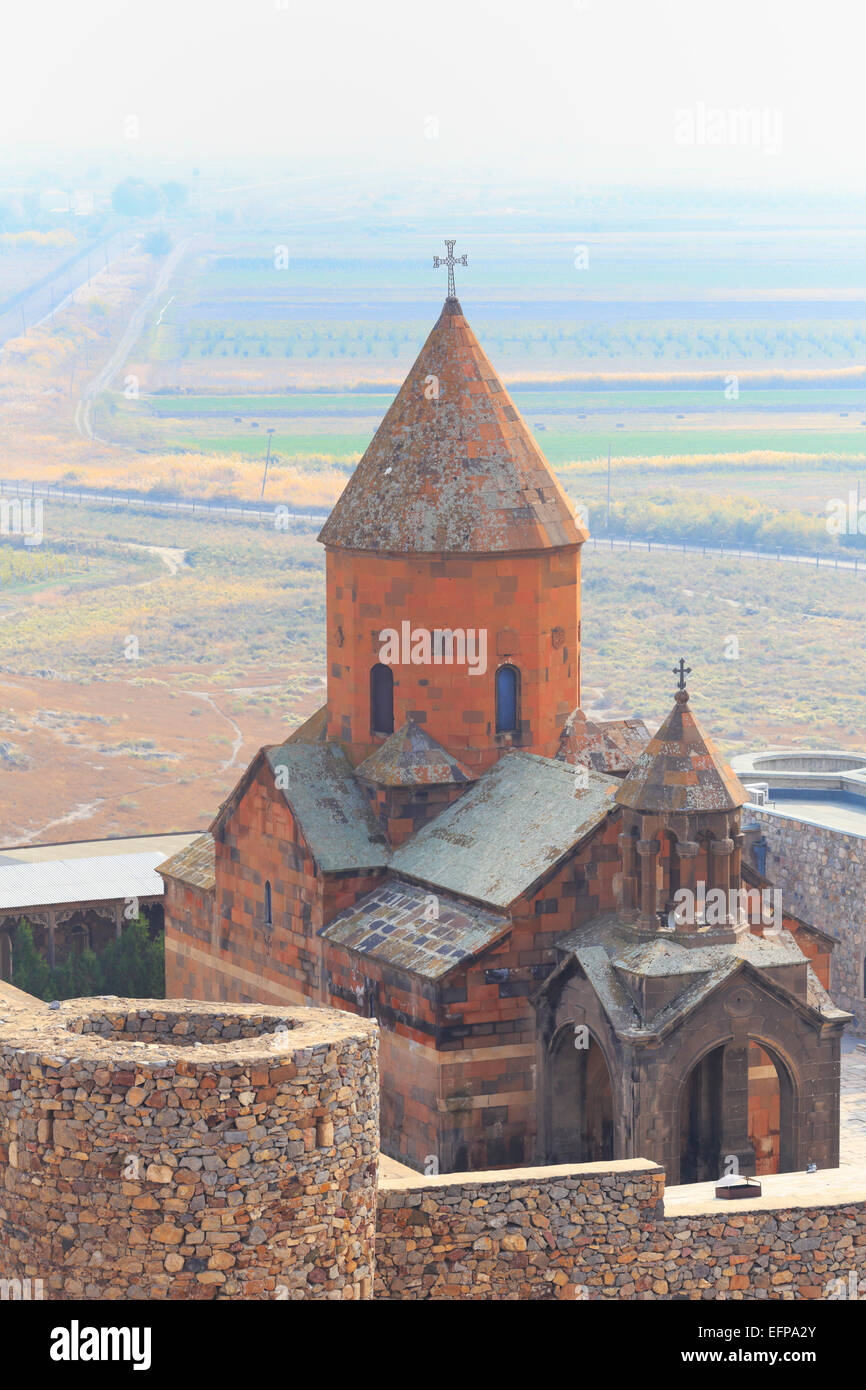 Ararat valley, Church of the Holy Mother of God (St. Astvatzatzin), Khor Virap, Ararat Province, Armenia Stock Photo