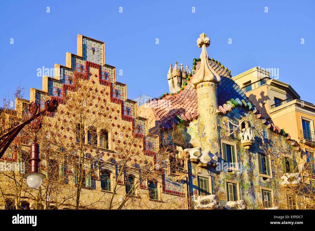 Batllo house by Antoni Gaudi architect. Barcelona, Catalonia, Spain. Stock Photo
