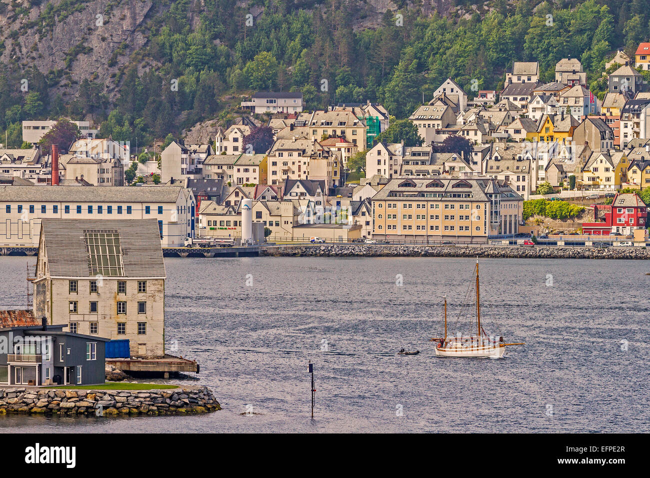 The Harbour Entrance Alesund Norway Stock Photo