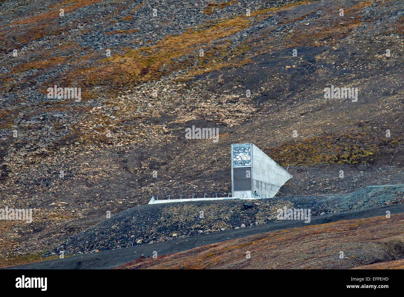 Entrance Svalbard Global Seed Vault largest seedbank wordwide Svalbard Norway Stock Photo