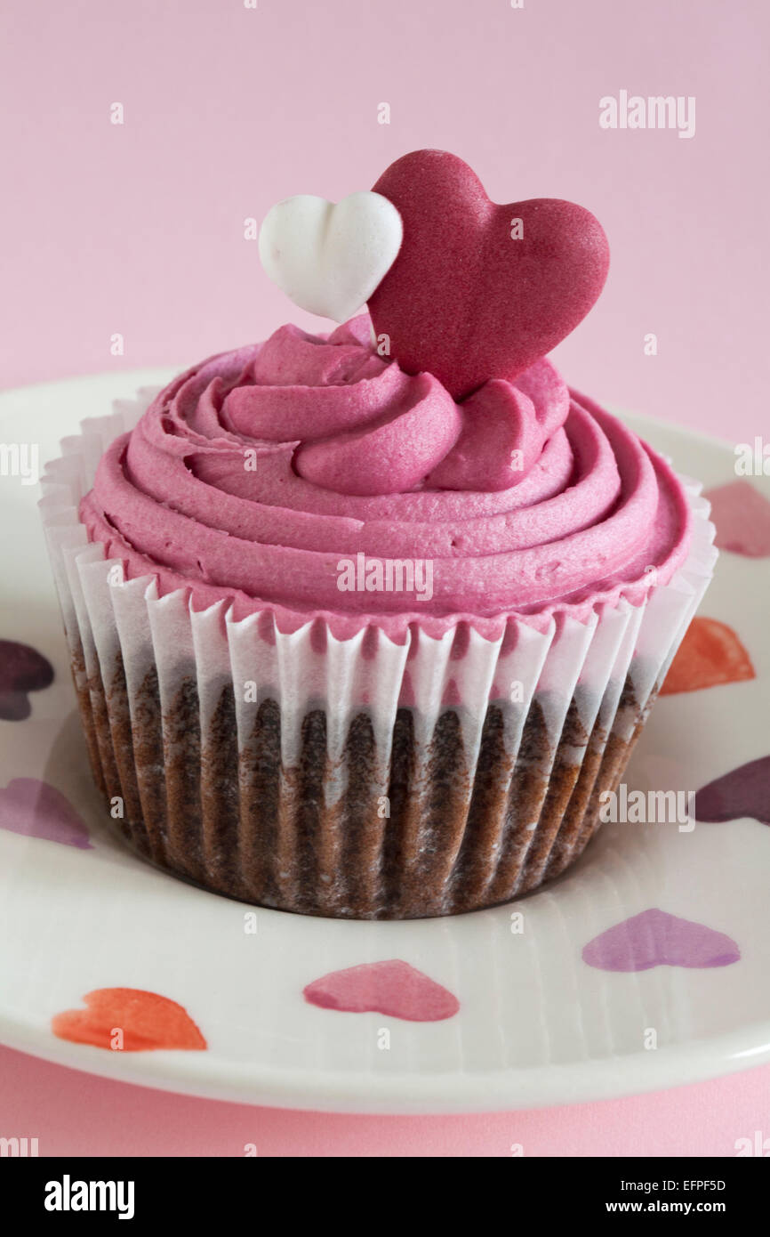 Marks & Spencer Sweet Heart cupcake on hearts plate set on pink