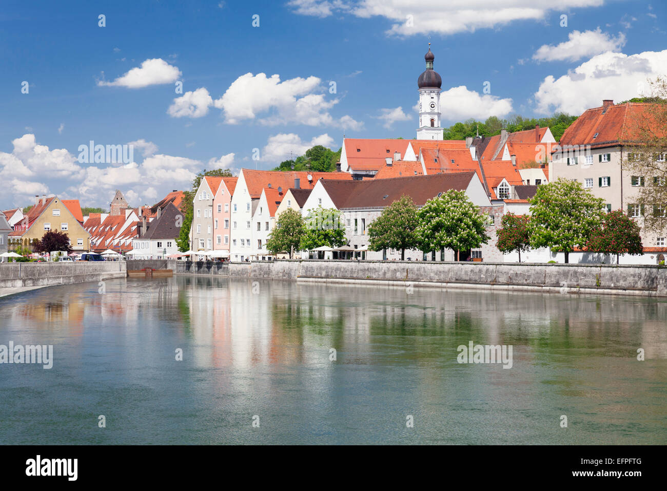 Old town of Landsberg am Lech, Lech River, Bavaria, Germany, Europe Stock Photo