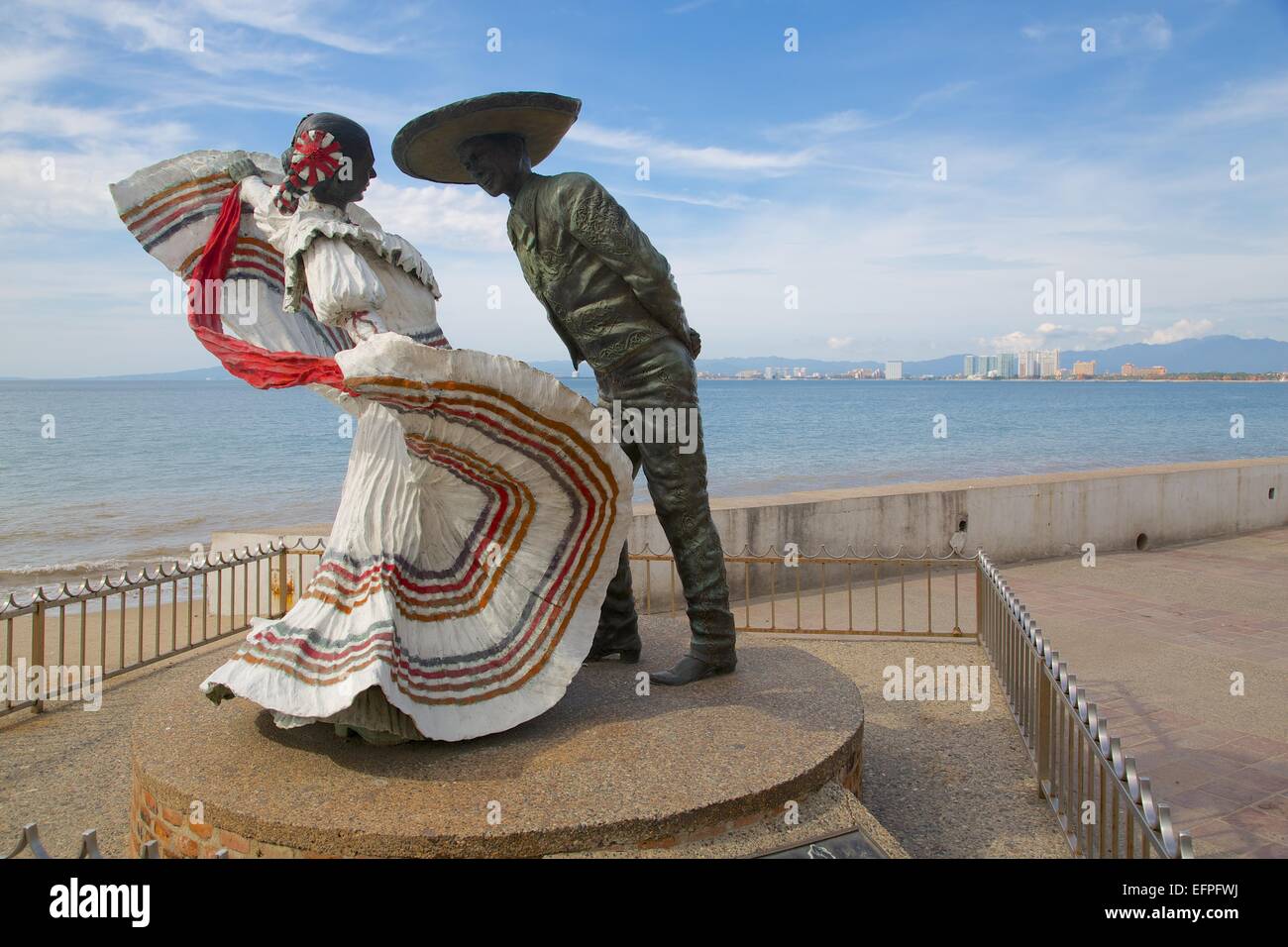 Statues on Promenade, Downtown, Puerto Vallarta, Jalisco, Mexico, North America Stock Photo