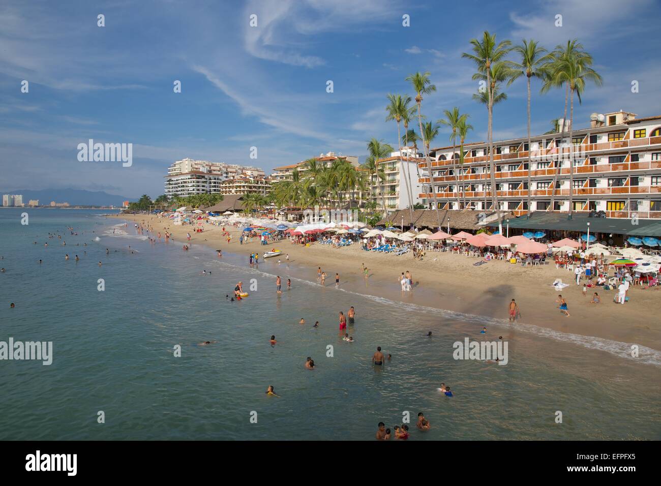 Beach scene, Downtown, Puerto Vallarta, Jalisco, Mexico, North America Stock Photo