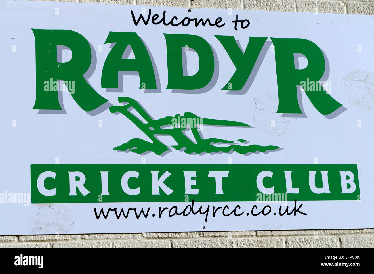 Radyr Cricket club sign, Radyr, Cardiff, Wales, UK. Stock Photo