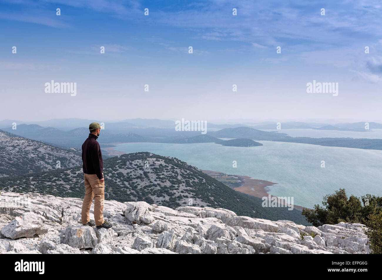 Kamenjak viewpoint, Vransko Jezerro lake and islands, Dalmatia, Croatia, Europe Stock Photo