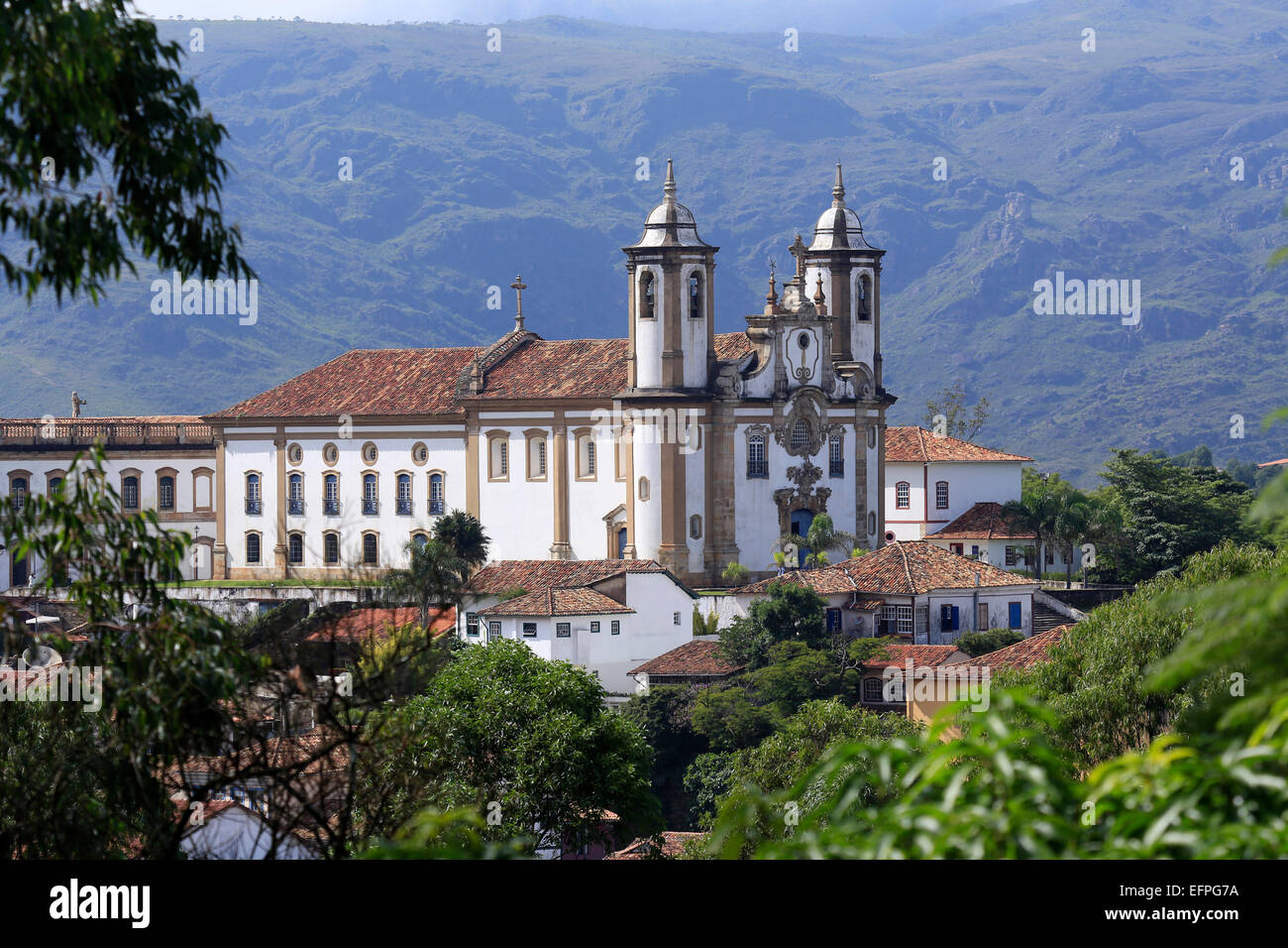 Our Lady of Carmo church in the Portuguese colonial town centre, UNESCO, Ouro Preto, Minas Gerais, Brazil, South America Stock Photo