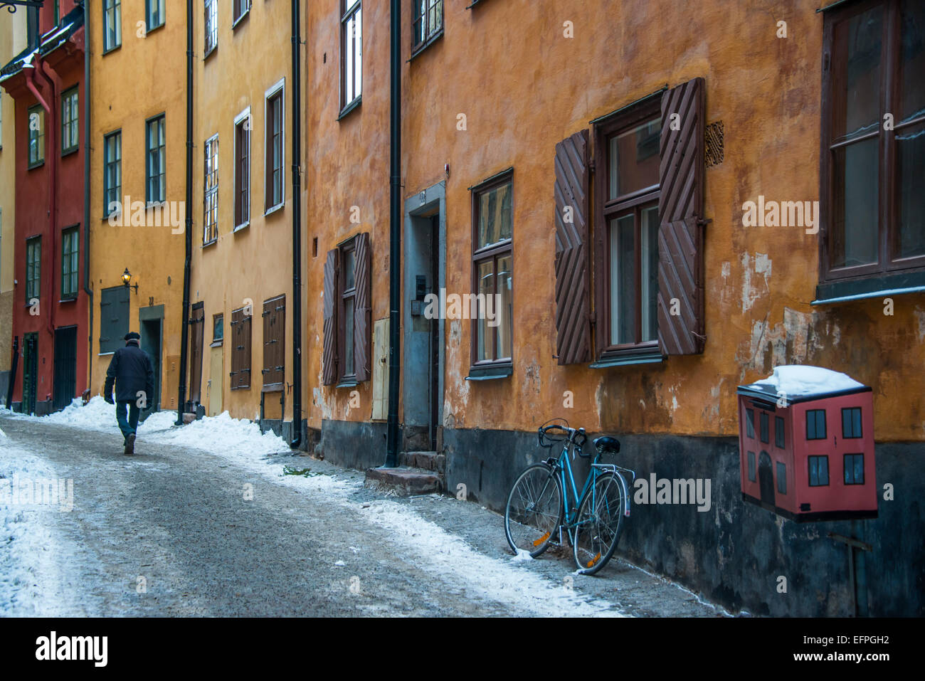 Little alleys in the old quarter of Gamla Stan in Stockholm, Sweden Stock Photo
