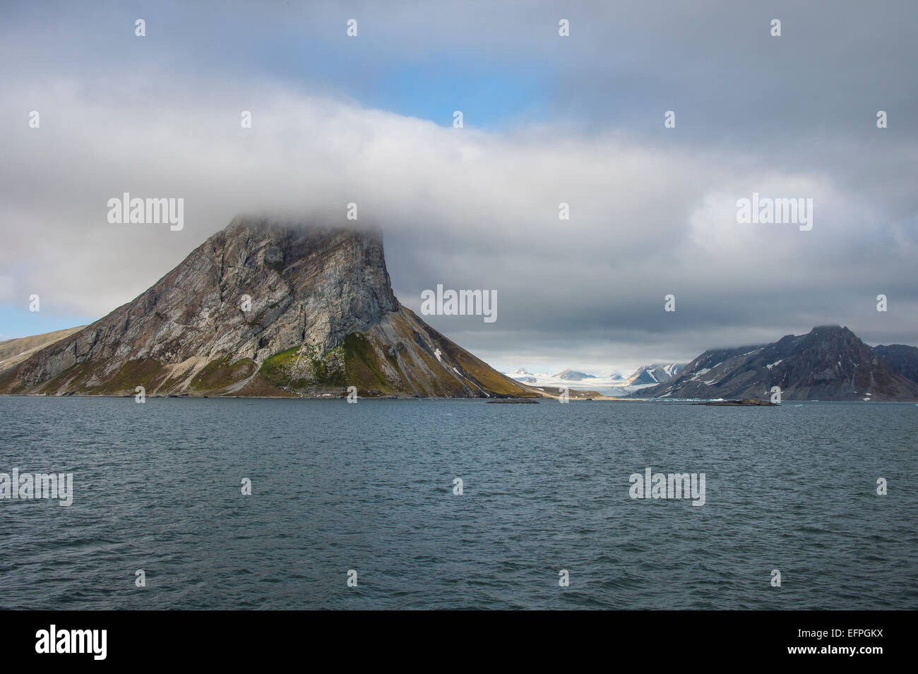 Huge mountain rock on Alkhornet, Svalbard, Arctic Stock Photo