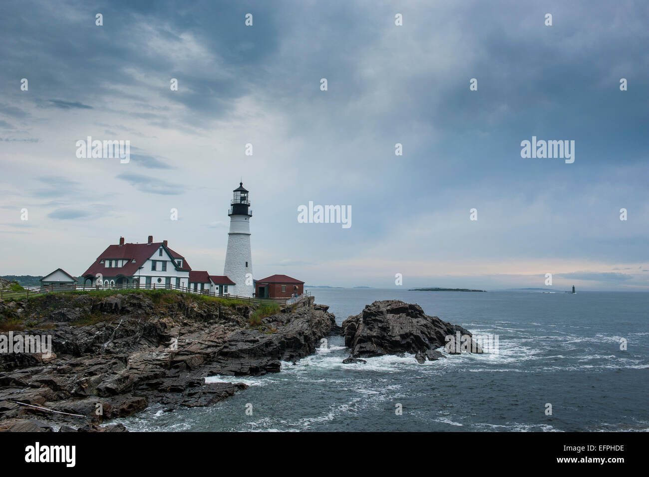 Portland Head Light, historic lighthouse in Cape Elizabeth, Maine, New England, United States of America, North America Stock Photo