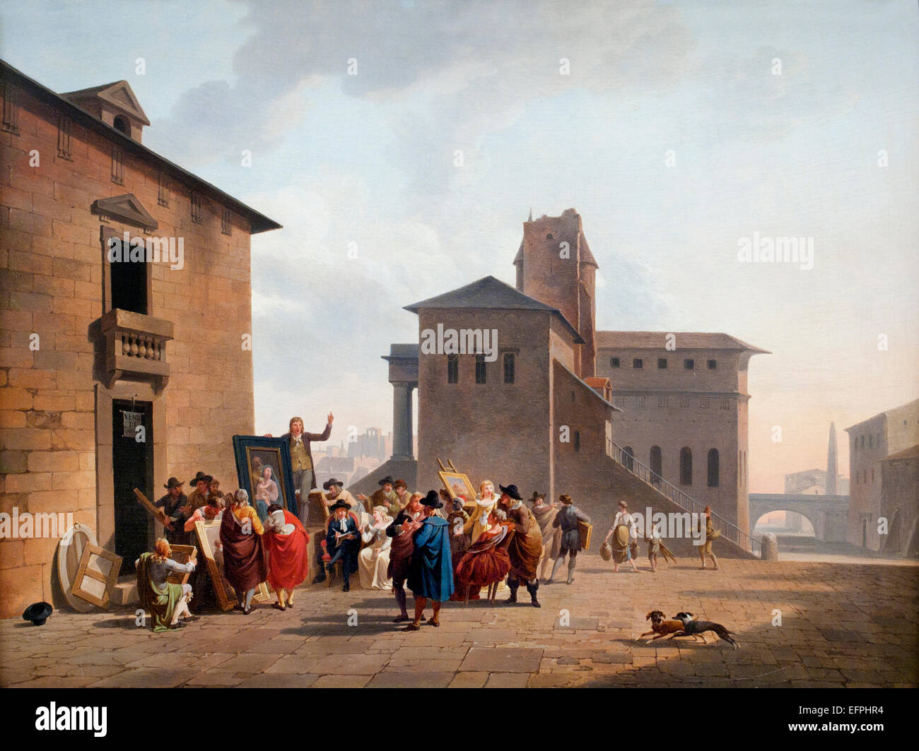Paintings auction at a Italian place 1795 Nicolas Antoine Taunay 1755-1830  France French Stock Photo