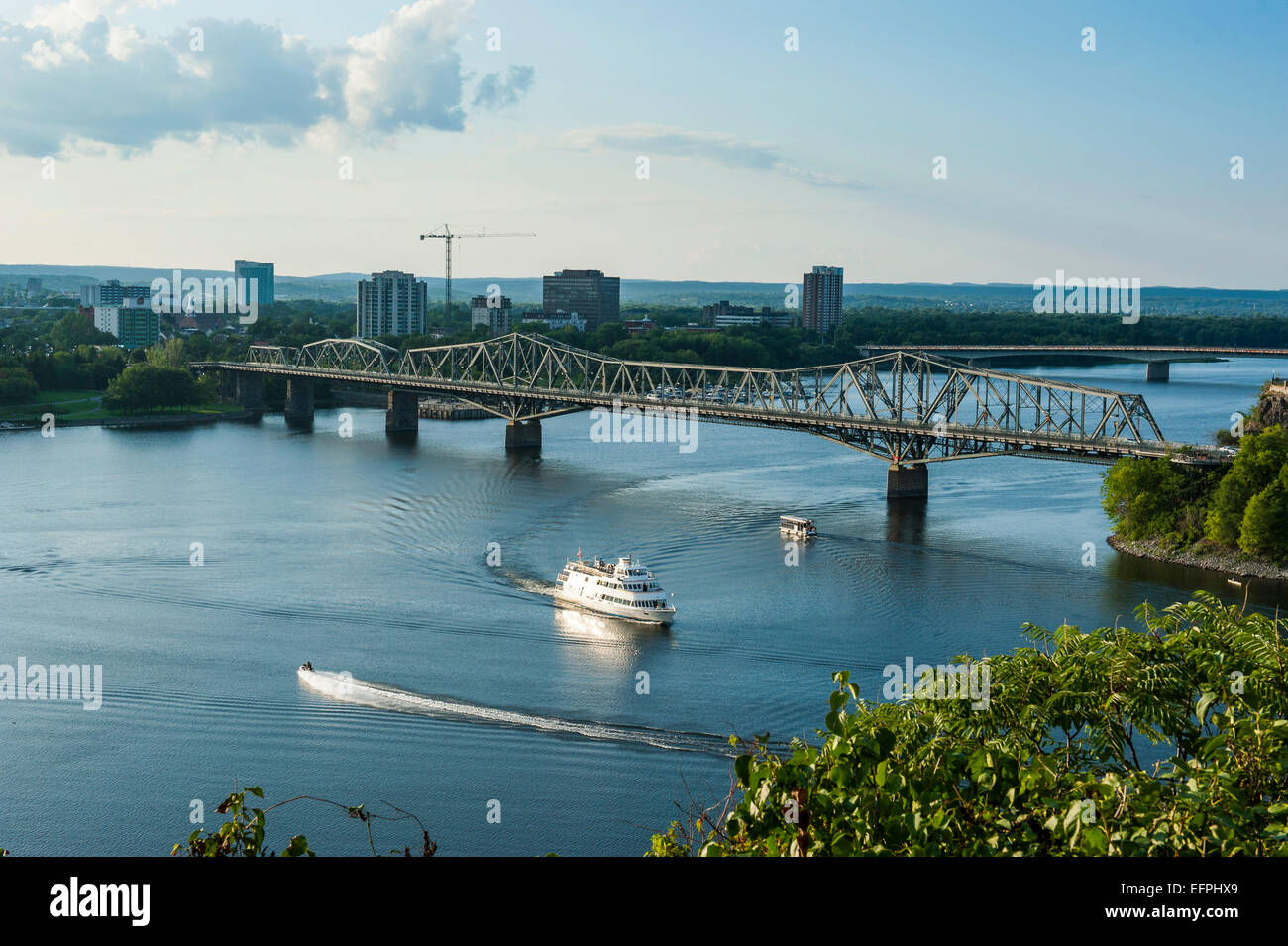 View over the Ottawa River and the Alexander Bridge, Ottawa, Ontario, Canada, North America Stock Photo