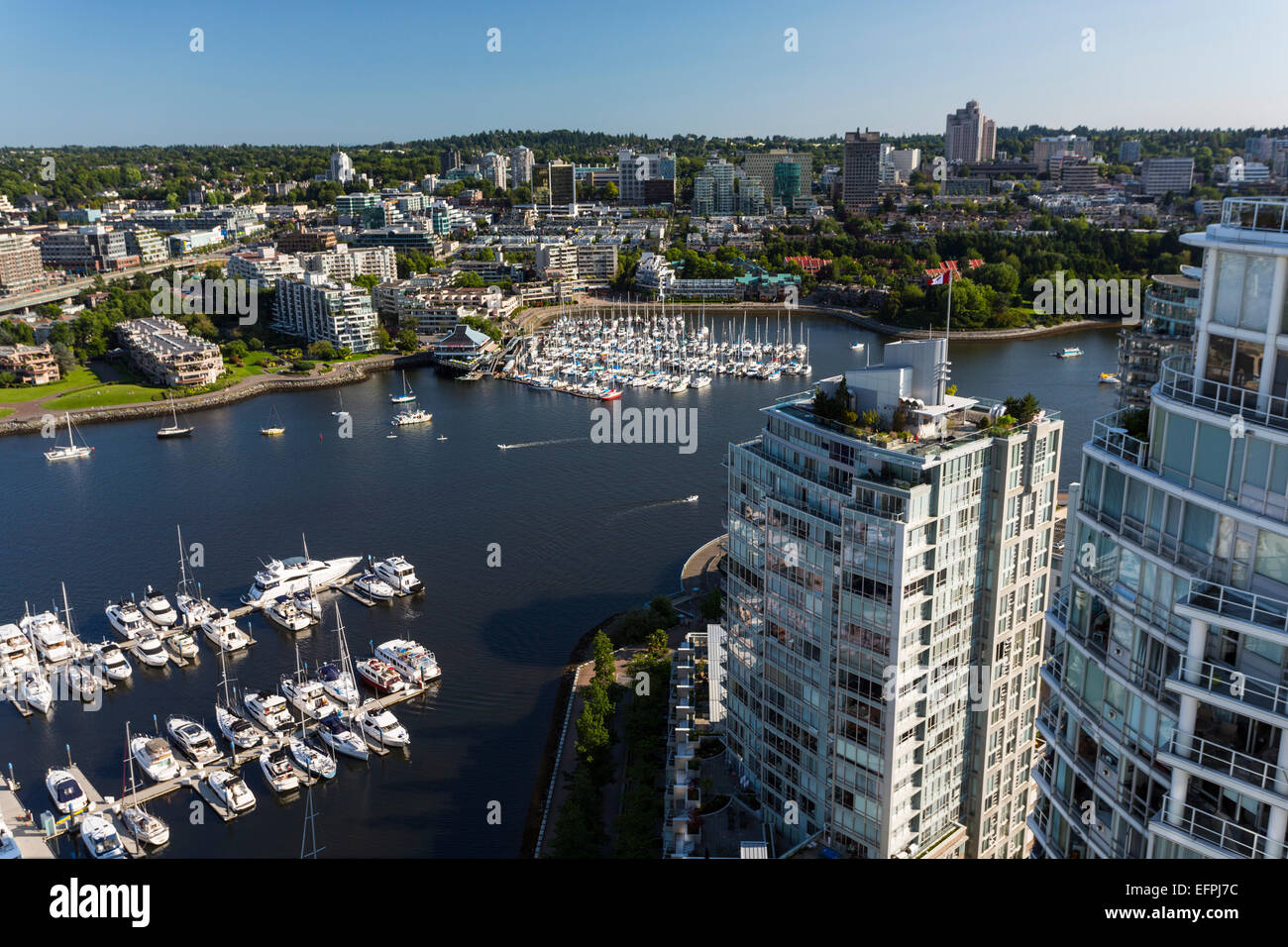 Aerial view, False Creek, Vancouver, British Columbia, Canada, North America Stock Photo