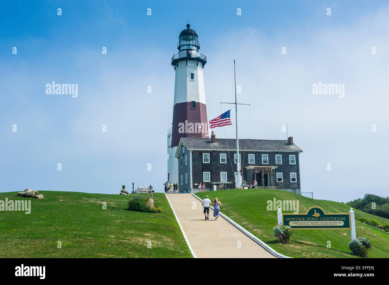 Montauk Point Lighthouse, Montauk Point State Park, the Hamptons, Long Island, New York State, United States of America Stock Photo